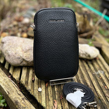 Load image into Gallery viewer, Black Single Zip Phone Bag By David Jones