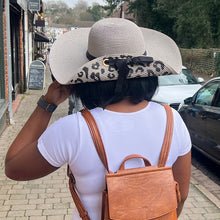 Load image into Gallery viewer, Grey Fold Up Animal Print Foldable Hat (back)