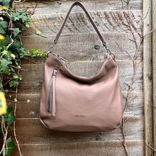 Load image into Gallery viewer, Camel Large Soft Front Zip Pocket 'Sari' Shoulder Bag