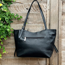 Load image into Gallery viewer, Black Casual Everyday Shoulder Bag with Asymmetrical Front Pockets (back)