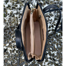 Load image into Gallery viewer, Navy "Lia" Italian Leather Crossbody Bag (open)