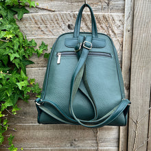 Load image into Gallery viewer, Ladies Dark Green Fashion Backpack By David Jones (back)