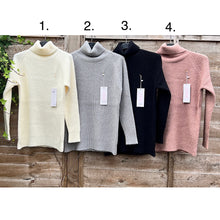 Load image into Gallery viewer, Soft Knit Ribbed Roll Neck Jumper (ivory, grey, black, pink)