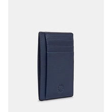 Load image into Gallery viewer, Navy Leather Card Holder with ID Window by Yoshi (side)