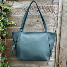 Load image into Gallery viewer, Dark Green Casual Everyday Shoulder Bag with Asymmetrical Front Pockets (front)