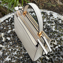Load image into Gallery viewer, Ivory "Aria" Italian Leather Croc Grab Bag (side)
