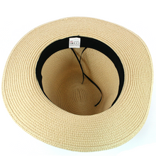 Load image into Gallery viewer, Natural Panama Style Foldable Sun Hat (adjustable string)