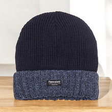Load image into Gallery viewer, Men's Navy Marl Turn Up Thinsulate Knitted Hat