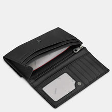 Load image into Gallery viewer, Black Flap Over Leather Purse by Yoshi (flat)