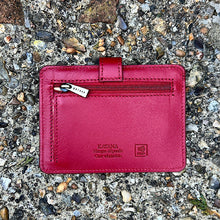 Load image into Gallery viewer, Red Roma Luxe Italian Leather Card & Coin Holder (back)