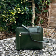 Load image into Gallery viewer, Green "Lia" Italian Leather Crossbody Bag (back)