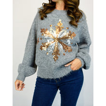 Load image into Gallery viewer, Grey Snowflake Sequin Jumper