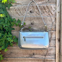 Load image into Gallery viewer, Small Silver Patent Look Bag (back)