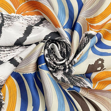 Load image into Gallery viewer, Tiger Face & Crown Print Square Scarf (swirl)