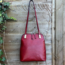 Load image into Gallery viewer, Red 2-in-One 'Caterina' Italian Leather Shoulder Bag & Backpack (front)