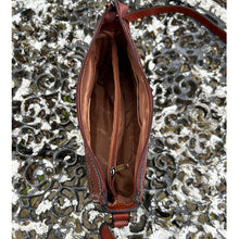 Load image into Gallery viewer, Chestnut Elegance Italian Leather Crossbody Bag (open)