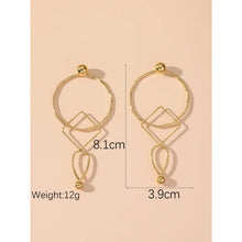 Load image into Gallery viewer, Gold Geometric Stainless Steel Stud Earrings (measurements)