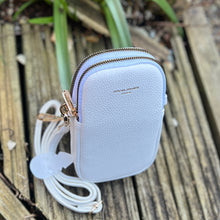 Load image into Gallery viewer, White Double Zip Phone Bag By David Jones (front)