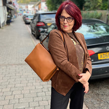 Load image into Gallery viewer, Soft Cognac Italian Leather 'Giovanna' Shoulder Bag (modelled)