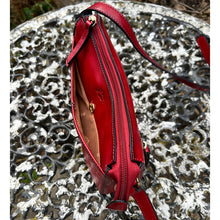 Load image into Gallery viewer, Red Elegance Italian Leather Crossbody Bag (mag dot front pocket)