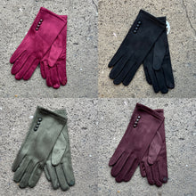 Load image into Gallery viewer, Faux Suede Button Detail Touchscreen Gloves – 5 Colours