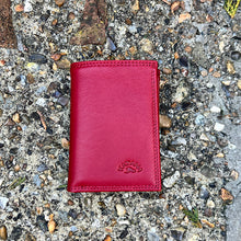 Load image into Gallery viewer, Small Rouge Italian Leather Card & Coin Holder| 4 Card Slots