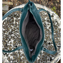 Load image into Gallery viewer, Dark Green Casual Everyday Shoulder Bag with Asymmetrical Front Pockets (open)