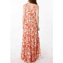 Load image into Gallery viewer, Orange Floral Paisley V-Neck Maxi Dress (back)