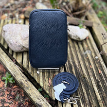 Load image into Gallery viewer, Navy Single Zip Phone Bag By David Jones (back)