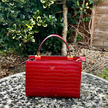 Load image into Gallery viewer, Red "Aria" Italian Leather Croc Grab Bag