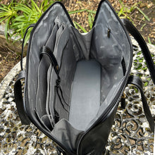 Load image into Gallery viewer, Black Stylish "Maria" Italian Leather Work Bag (open)