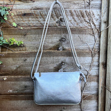 Load image into Gallery viewer, Silver Triple Section Crossbody Bag By David Jones (front)