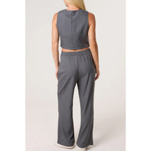 Load image into Gallery viewer, Grey Pinstripe Waistcoat And Trouser Set (back)