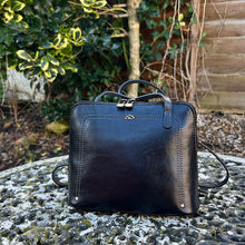 Load image into Gallery viewer, Black "Lia" Italian Leather Crossbody Bag (front)