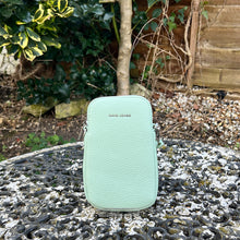 Load image into Gallery viewer, Mint Single Zip Phone Bag By David Jones