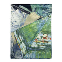 Load image into Gallery viewer, Manet 'Jeanne Demarsy'/Monet 'Water Lily' Reversible Silk Scarf (reversible)