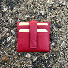 Load image into Gallery viewer, Red Leather Credit Card Holder with Note Section (front)