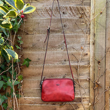 Load image into Gallery viewer, Red Double Zip "Valentina" Italian Leather Crossbody Bag (front)