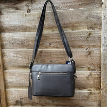 Load image into Gallery viewer, Brown 'Elise' Structured Classic Leather Crossbody Bag (back)