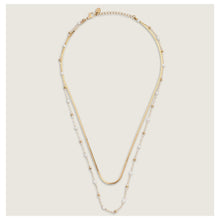 Load image into Gallery viewer, Delicate Gold Double Strand Stainless Steel Necklace with Faux Pearl