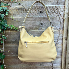 Load image into Gallery viewer, Mustard Large Soft Front Zip Pocket 'Sari' Shoulder Bag (back)