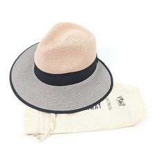 Load image into Gallery viewer, Pink & Grey Open Back Bow Foldable Hat (front)