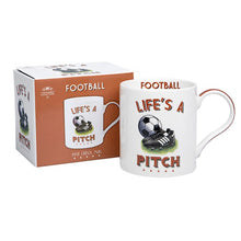 Load image into Gallery viewer, 'Life's A Pitch' Football Sports Mug (boxed)