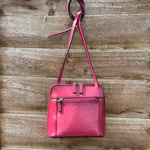 Load image into Gallery viewer, Small Fuchsia "Giulia" Italian Leather Crossbody Bag (back)