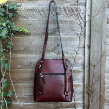Load image into Gallery viewer, Brown 2-in-One 'Caterina' Italian Leather Shoulder Bag & Backpack (back)