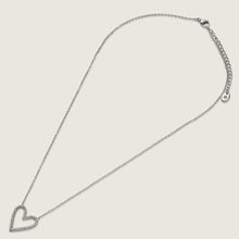 Load image into Gallery viewer, White Gold Plated Diamante Stainless Steel Heart Necklace
