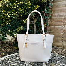 Load image into Gallery viewer, Creamy White Tote with Front Slip Pocket (back)