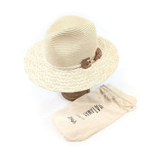 Load image into Gallery viewer, Natural Cream Plaited Brim Panama Foldable Hat (on a stand)