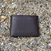 Load image into Gallery viewer, Brown Italian Leather Wallet with Zip Pocket | 6 Card Slots (closed)