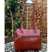 Load image into Gallery viewer, Tan Classic 'Carlotta' Italian Leather Shoulder Bag (back)